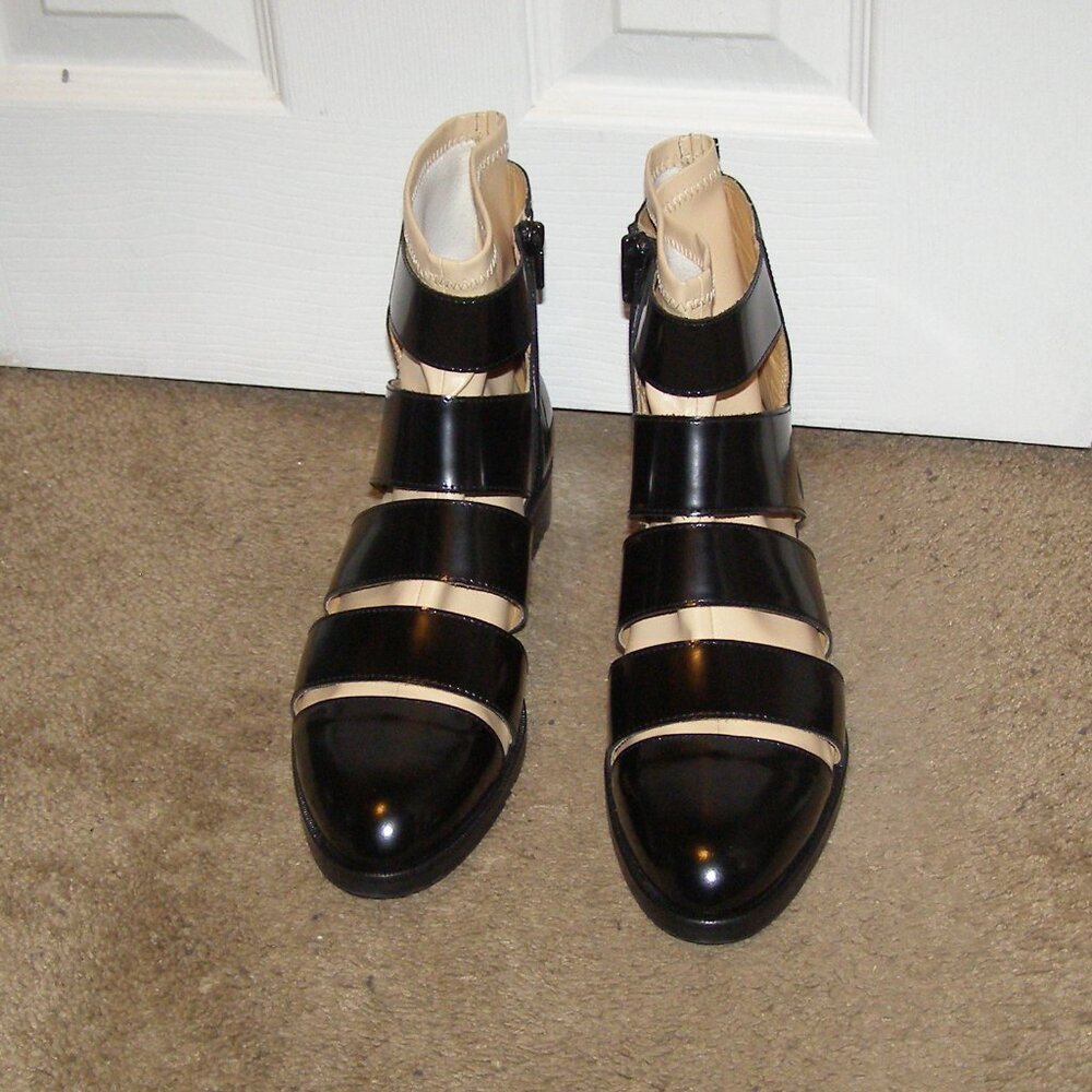 RARE MM6 Maison Martin Margiela Black and Beige Leather Cage Ankle Boots - Picture 5 of 13